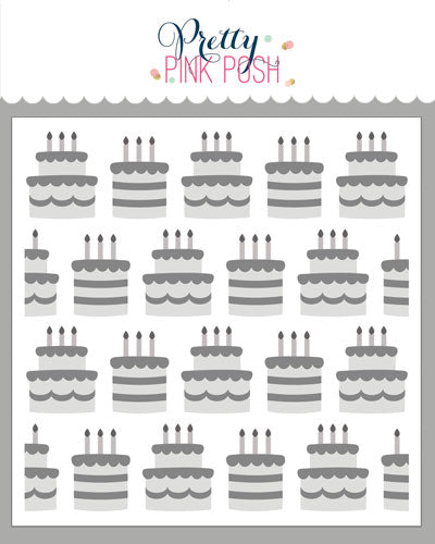 Layered Birthday Cakes Stencils (4 Pack)