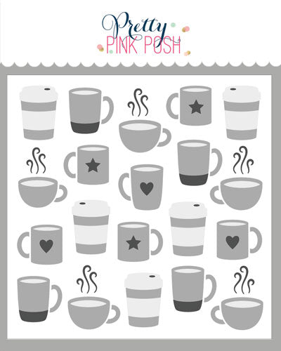Layered Coffee Cups Stencils (3 Pack)