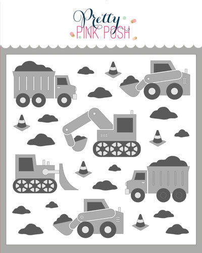 Layered Construction Trucks Stencils (3 Pack)