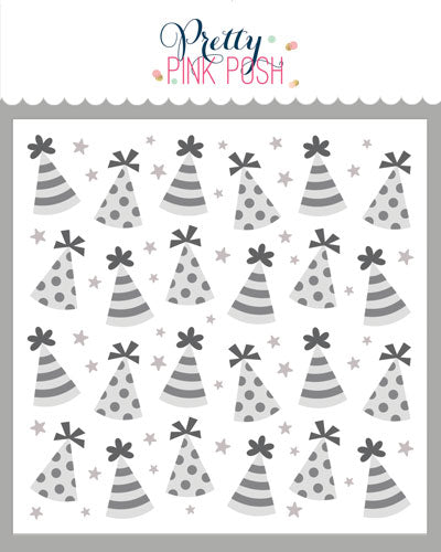 Layered Party Hats Stencils (4 Pack)
