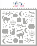Halloween Silhouettes Background Stencil