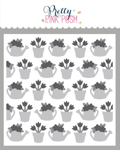 Layered Watering Can Floral Stencils (3 Pack)