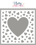 Scattered Hearts Frame Stencil