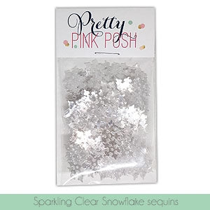 Clear Transparent Snowflake Sequins With Center Holes Heat